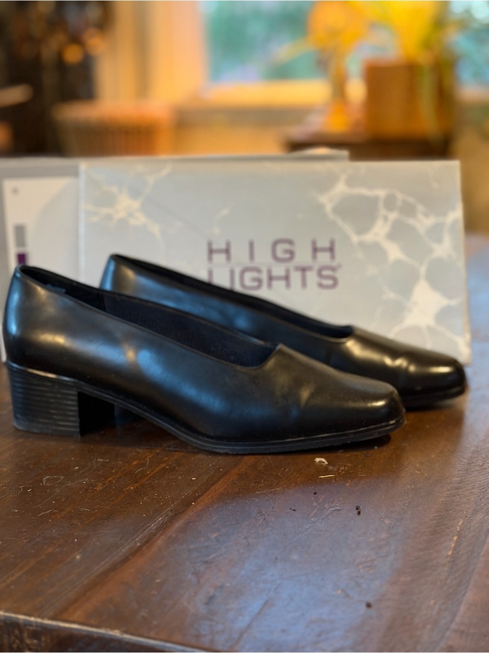VTG HighLights Black Low Block Heel Pumps - 10W